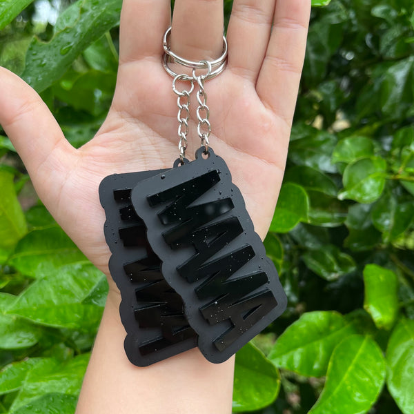 Mama Matte and Glossy Black Acrylic Keychain RTS