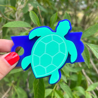 Sea Turtle Teal and Royal Blue Tumbler Topper