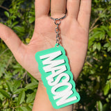 Mint and Pink Block Acrylic Keychain