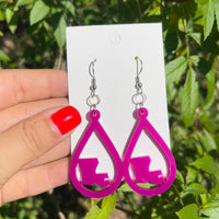 Louisiana State Tear Drop Acrylic Dangle Earrings