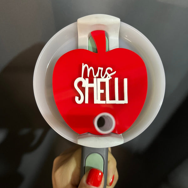 Red Teacher Apple Tumbler Topper