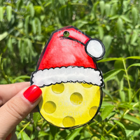 Pickleball Santa Hat MDF Christmas Ornament