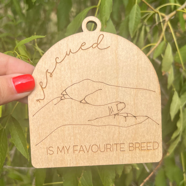 Rescued Is My Favourite Breed Pet Christmas Ornament