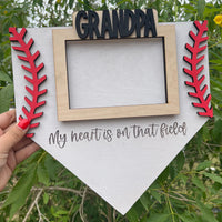 My Heart Is On That Field Photo Frame Baseball Sign