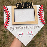 My Heart Is On That Field Photo Frame Baseball Sign