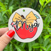 Apple With Pencil Bow Bag Tag