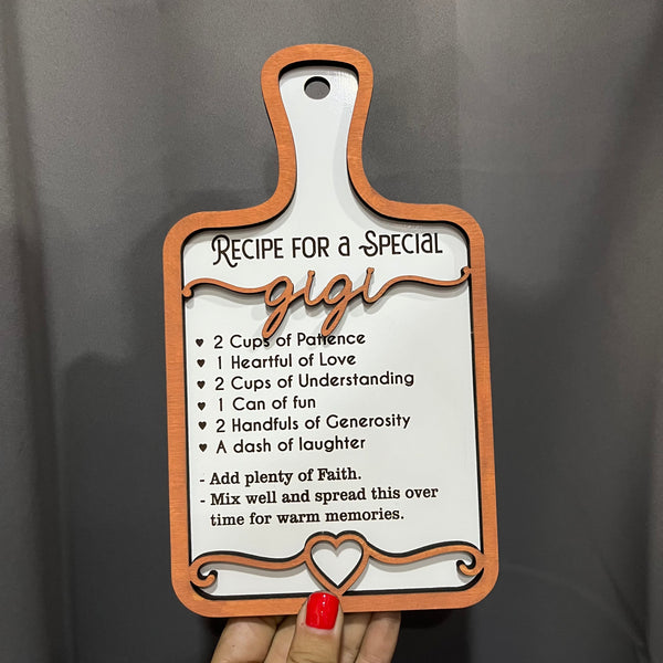 Recipe For A Special Gigi Faux Cutting Board