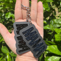 Mama Matte Black and Black Glitter Keychain RTS