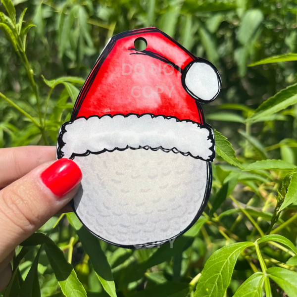 Golf Ball Santa Hat MDF Christmas Ornament