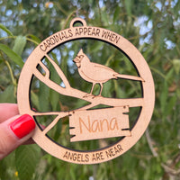 Cardinals Appear When Angels Are Near Personalized Ornament