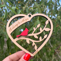 I’ll Always Be With You Cardinal Heart Ornament