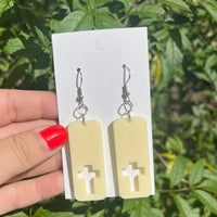 Ivory Cross Bar Dangle Earrings