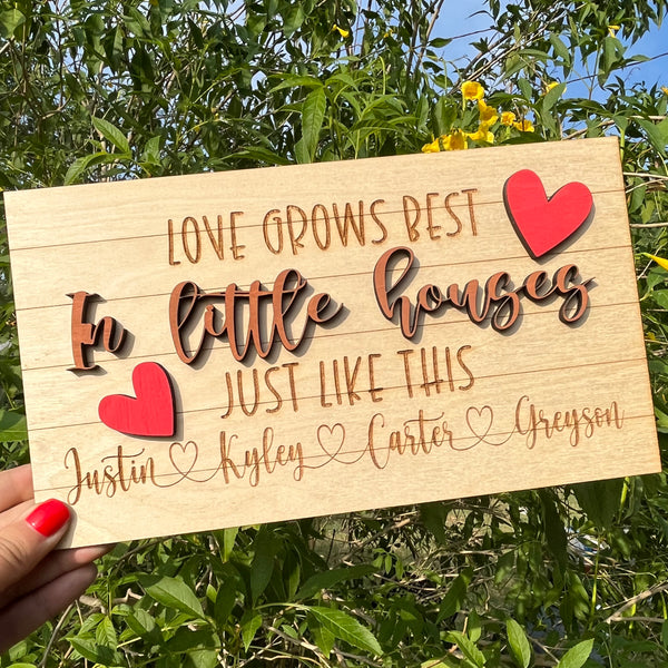 Love Grows Best In Little Houses Just Like This Family Sign