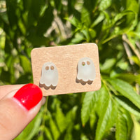 White Ghosts Glow In The Dark Stud Earrings