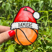 Basketball Santa Hat MDF Christmas Ornament