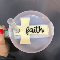 Ivory Cross Tumbler Topper