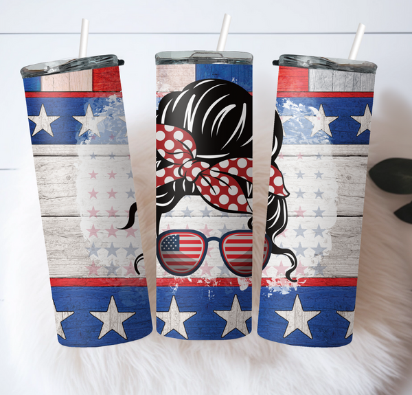 Messy Bun Patriotic 20oz Tumbler