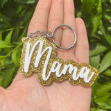 Gold Glitter Name Keychain