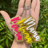 Gold Glitter Name Keychain