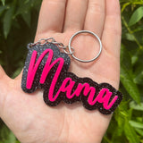 Black Glitter Name Keychain