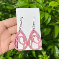 Pretty Pecker Pink Glitter Dangle Earrings