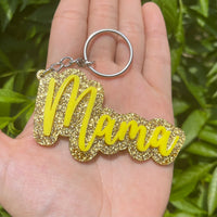 Gold Glitter Name Keychain