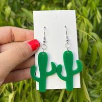 Green Cactus Dangle Earrings