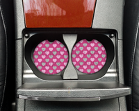 Pink and Silver Heart Car Coasters