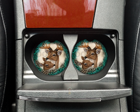 Deer Turquoise Leopard Print Car Coasters