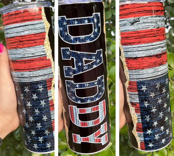 Daddy Red White and Blue Flag 20oz Tumbler