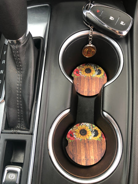 Sunflower Wood Car Coasters