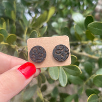 Leopard Circle Wood Stud Earrings