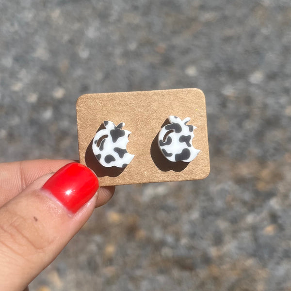 Apple Cowprint Stud Earrings