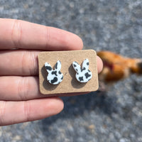 Bunny Ears Cow Print Stud Earrings