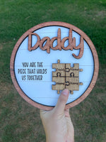 Personalized Daddy Puzzle Round Sign