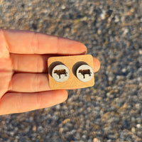 Cow Circle Round Stud Earrings