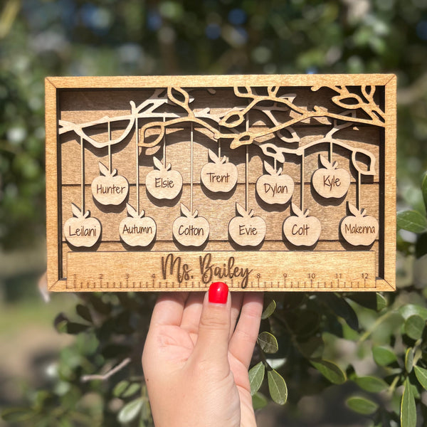 Teacher Hanging Apples Sign