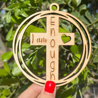 I Am Enough Cross Car Charm