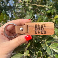 Best Dad Ever Block Font Rectangular Keychain