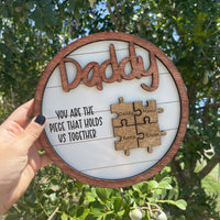 Personalized Daddy Puzzle Round Sign